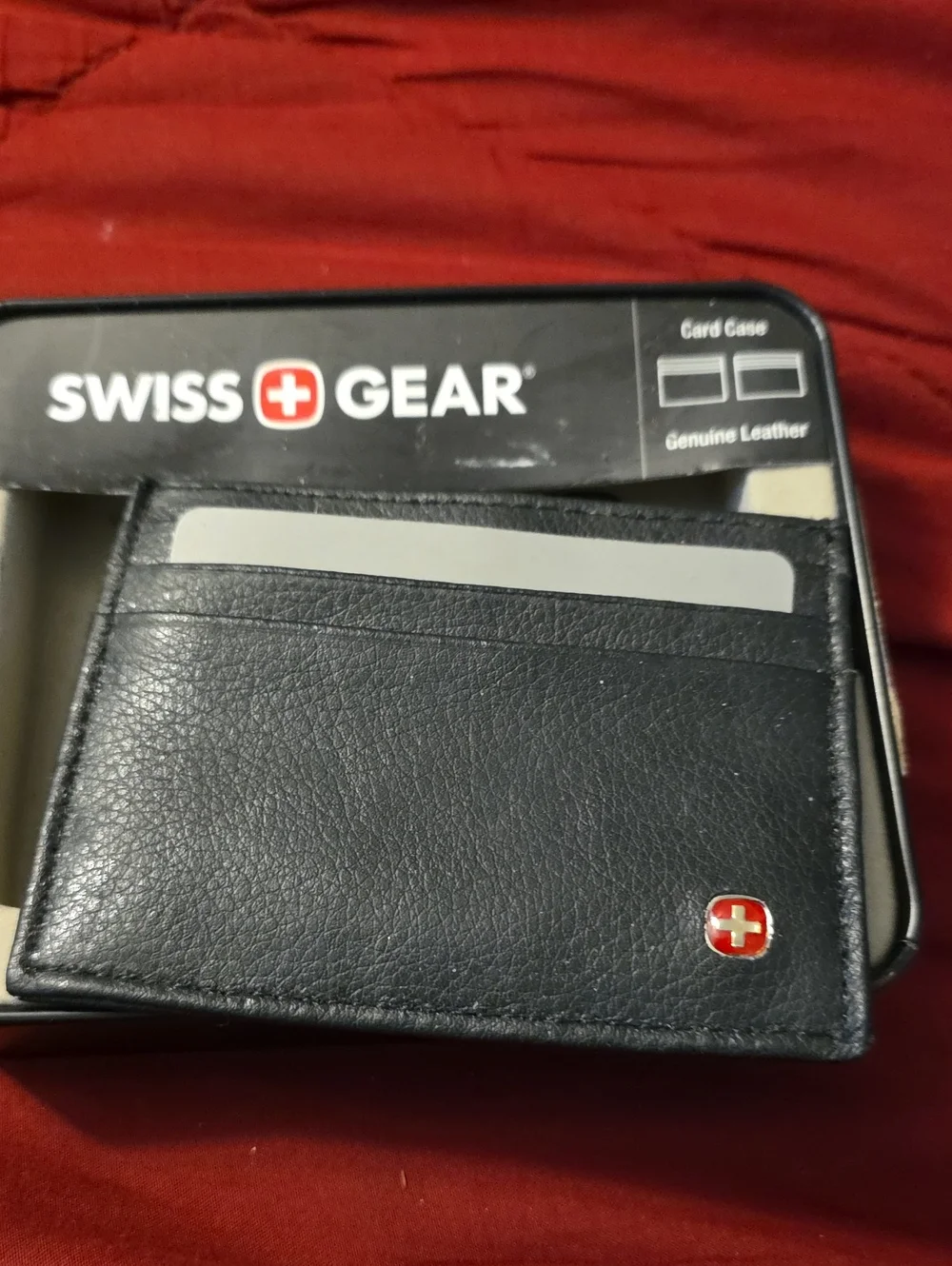 SwissGear Black Leather Card Case Wallet